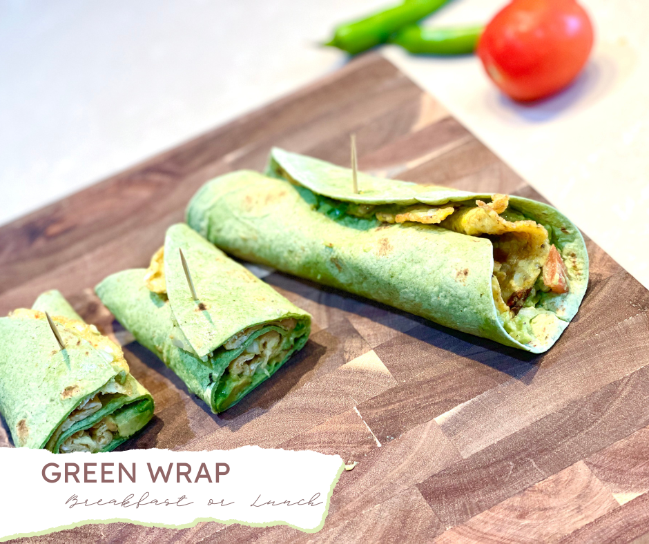 Egg Omelette & Guacamole in Spinach Green&nbsp;Wraps